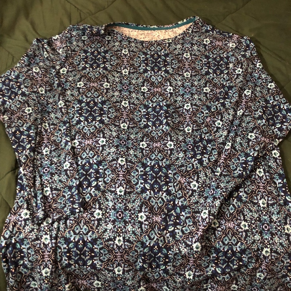 croft & barrow Navy Blue Patterned Long Sleeve Tee